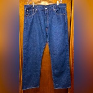 Levis 501 Mens Dark Wash Button Fly Denim Jeans